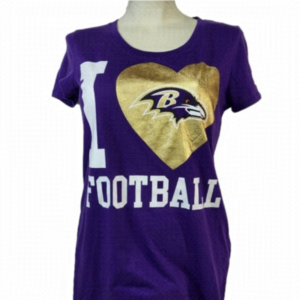 Victoria's Secret PINK Purple Football Tee - NFL Baltimore Ravens